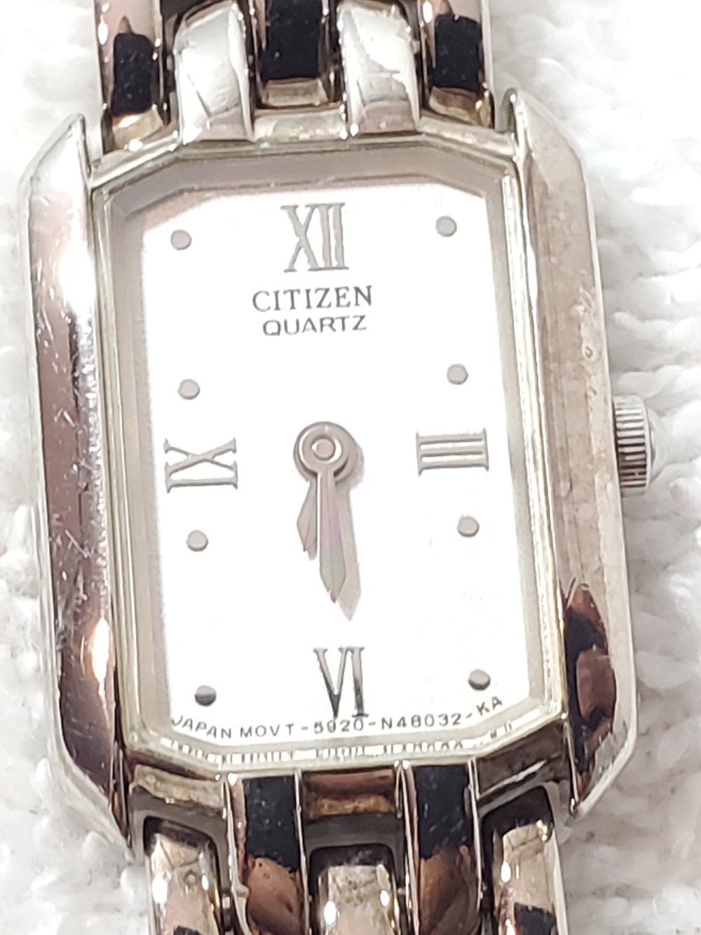Vintage Citizen Tank Women's White Dial Stainless Steel Watch Roman Numerals